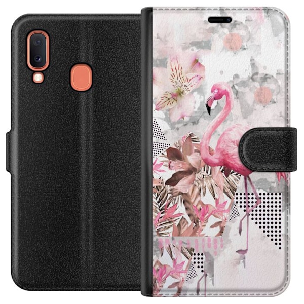 Samsung Galaxy A20e Lompakkokotelo Flamingo