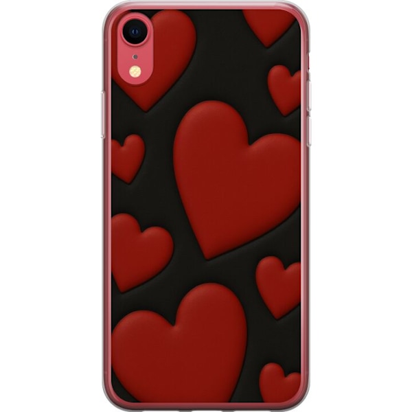Apple iPhone XR Gennemsigtig cover Rød Fløjlshjerter