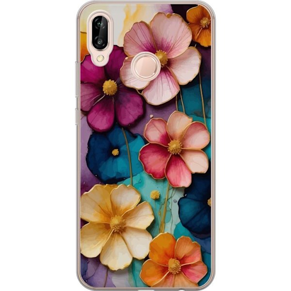 Huawei P20 lite Gennemsigtig cover Blomster Farver