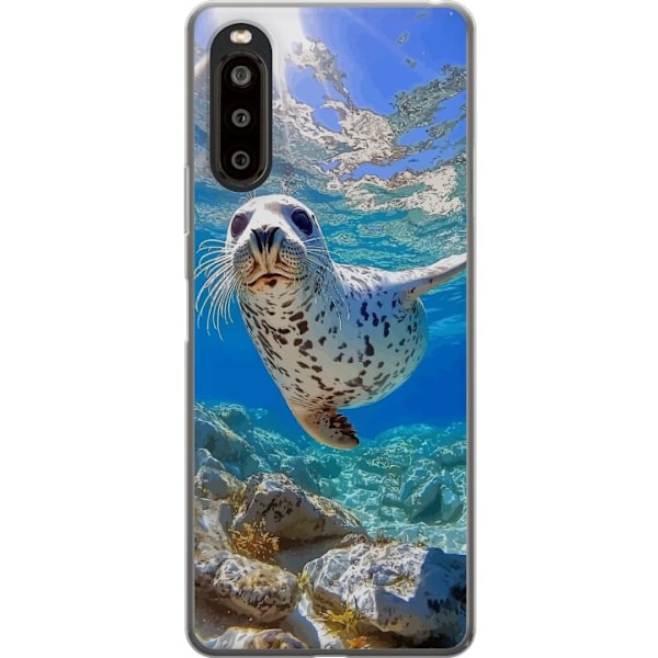 Sony Xperia 10 II Gennemsigtig cover Salg Hav Svømning Dyremotiv Natur Vandmotiv Blåt Design Marin Tema Populært Motiv Dyreliv