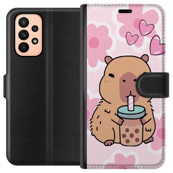 Samsung Galaxy A23 Tegnebogsetui Kawaii Capybara Hjerte Anime Stil Sød Design Dyremotiv TikTok Populær Gave Pige