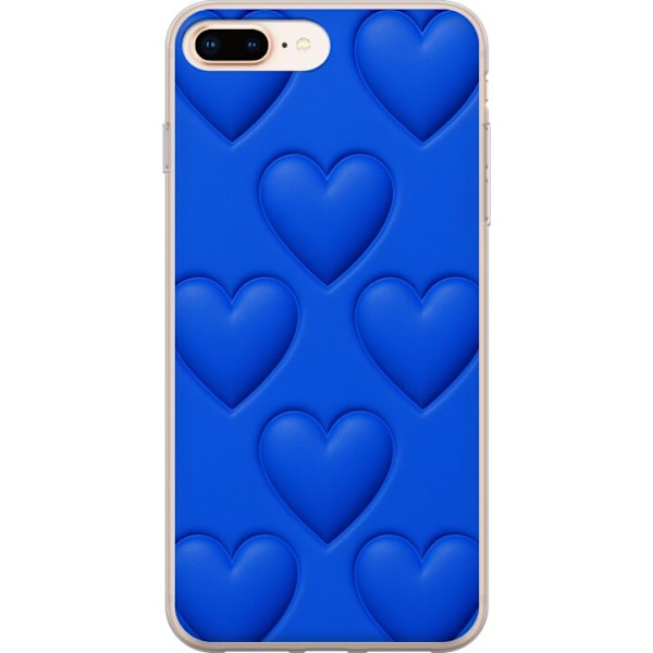 Apple iPhone 8 Plus Gennemsigtig cover Blå Hjerter