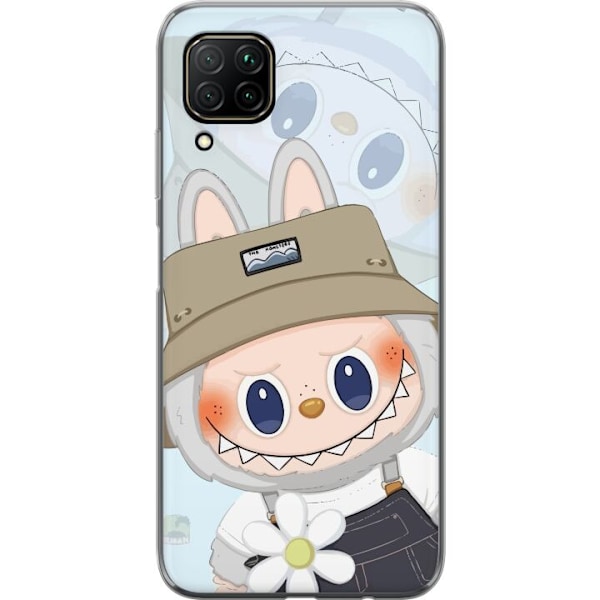 Huawei P40 lite Genomskinligt Skal Labubu med hatt – Pop Mart-figur Mr. Butcher i retro stil med karaktär