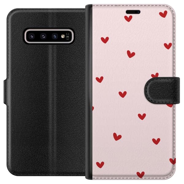 Kompatibelt Lommeboketui til Samsung Galaxy S10+ Hjerter