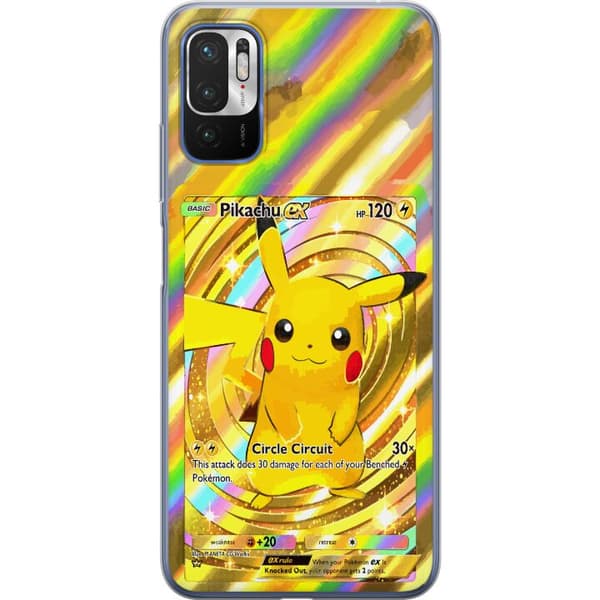Kompatibelt Mobildeksel til Xiaomi Redmi Note 10 5G Gullig Pikachu EX samlebilde med regnbueeffekter gull