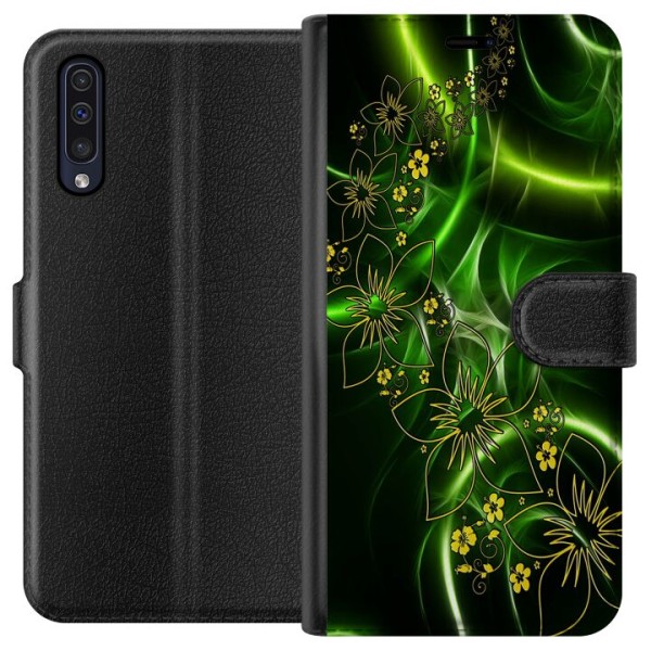 Samsung Galaxy A50 Tegnebogsetui Blomster