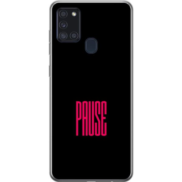 Kompatibelt Mobildeksel til Samsung Galaxy A21s Pause text svart