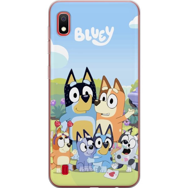 Samsung Galaxy A10 Genomskinligt Skal Bluey mobilskal med hela familjen i färgglad design