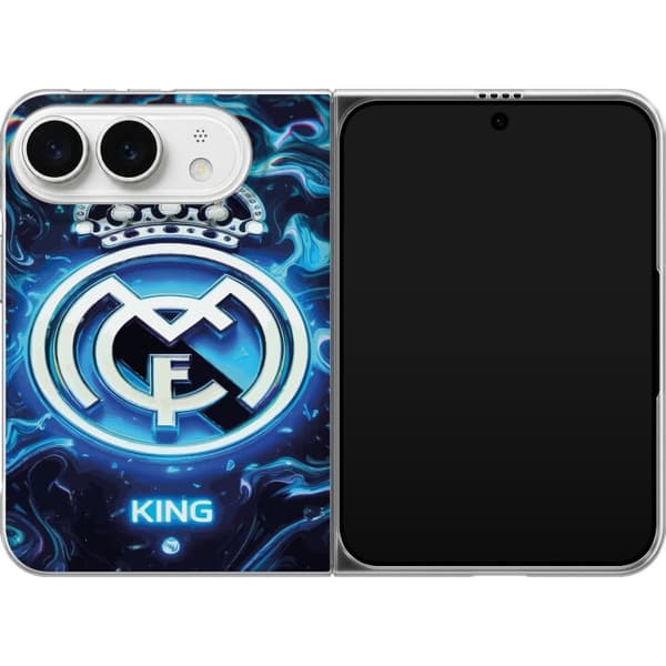 Kompatibelt Mobilskal till Apple iPhone Duo Krönt monogram med blå ljusvirvlar - emblemmotiv i blå neonfärger blå