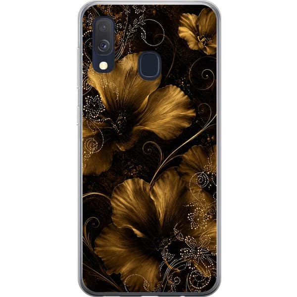 Kompatibelt Mobildeksel til Samsung Galaxy A40 Gylden Noir-blomstring svart