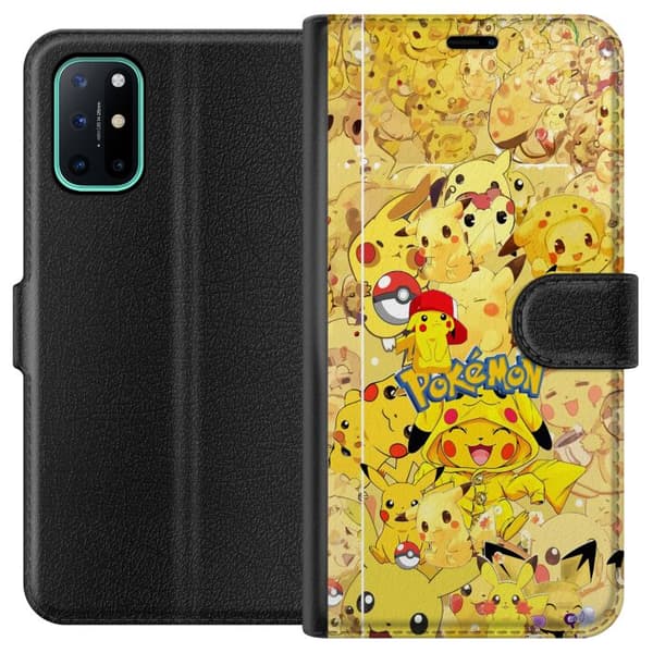 Kompatibel Tegnebogsetui til OnePlus 8T Sød Pikachu-collage med Pokémon-tema i bløde gule nuancer gul