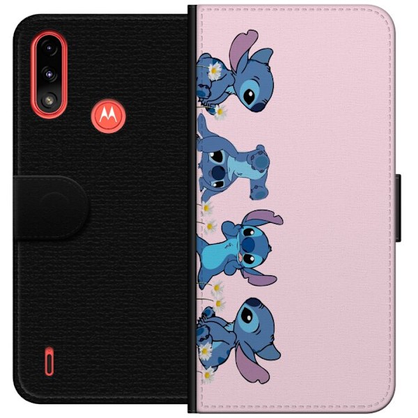 Motorola Moto E7 Power Lompakkokotelo  Stitch Nauru & Leikki