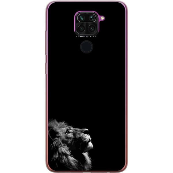 Kompatibel Mobilcover til Xiaomi Redmi Note 9 Lejon med Jesus is King citat sort