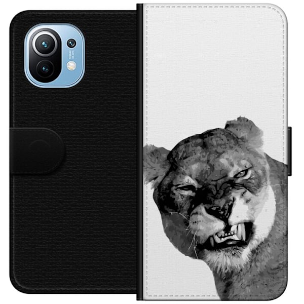 Xiaomi Mi 11 Tegnebogsetui Løve Kunstnerisk Dyremotiv Afrikansk Stil Jungle Følelse Grafisk Design Hjemmedekoration Dyr Tema