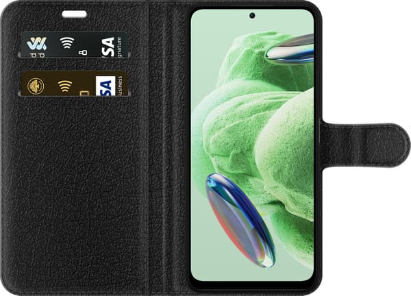 Kompatibel Tegnebogsetui til Xiaomi Redmi Note 12 Lyserøde knurhår - Gråt motiv med kat med lyserøde knurhår. grå