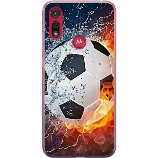 Motorola Moto E6s (2020) Gennemsigtig cover Fodbold Ild