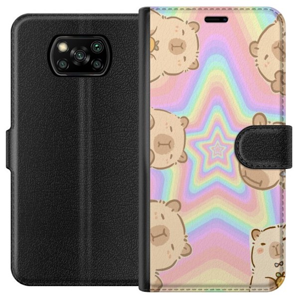 Xiaomi Poco X3 NFC Lompakkokotelo Kawaii Capybara Galaxy Söp