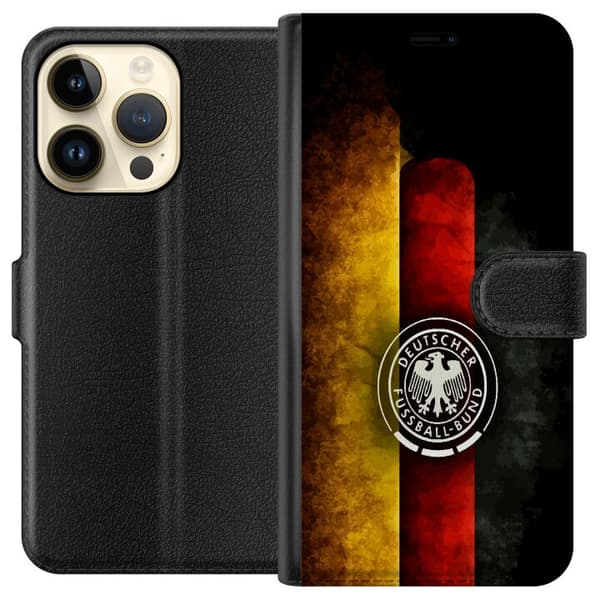 Kompatibel Tegnebogsetui til Apple iPhone 15 Pro Tysk fotbollsemblem sort