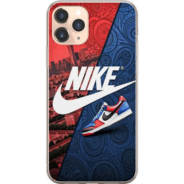 Apple iPhone 11 Pro Genomskinligt Skal Nike Logotyp Röd Blå Sneaker Stil Sport Fashion Populärt Swoosh Motiv Träningskläder Grafisk Ikon