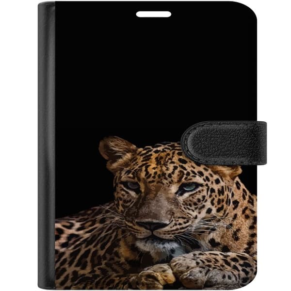 Kompatibel Tegnebogsetui til Apple iPhone Duo Leopardporträtt sort