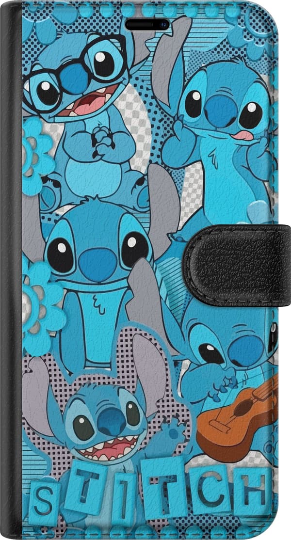 Kompatibelt Plånboksfodral till Apple iPhone 17 Pro Max Blå rymdfigurer med stora öron i ett blått serietidningscollage blå