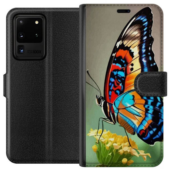 Samsung Galaxy S20 Ultra Plånboksfodral Fjäril Natur Sommar Motiv Vingar Färgstark Design Populär Dekor Grafiskt Exotiskt Tema