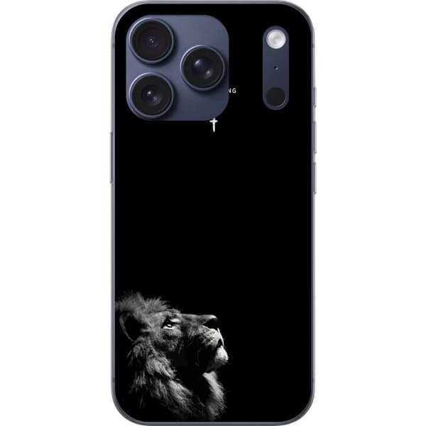 Kompatibel Mobilcover til Apple iPhone 18 Pro Lejon med Jesus is King citat sort