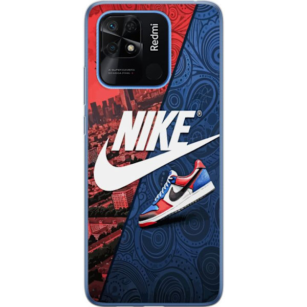 Xiaomi Redmi 10C Genomskinligt Skal Nike Logotyp Röd Blå Sneaker Stil Sport Fashion Populärt Swoosh Motiv Träningskläder Grafisk Ikon