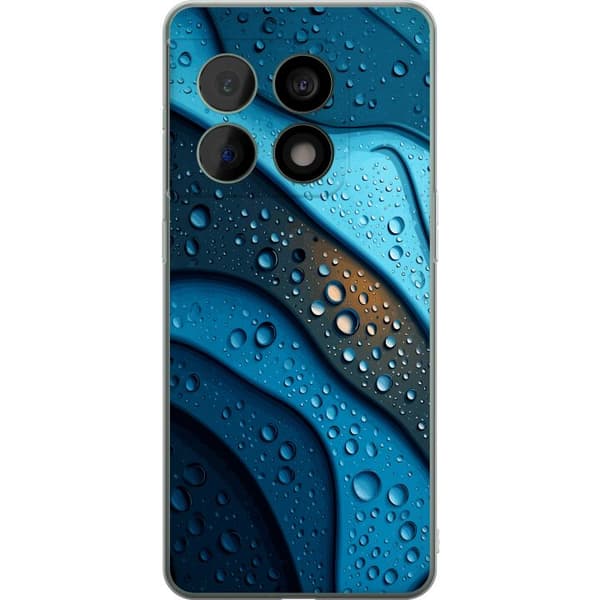Kompatibelt Mobildeksel til OnePlus 10 Pro Blå abstrakte bølger med glitrende vanndråper i moderne grafisk design blå