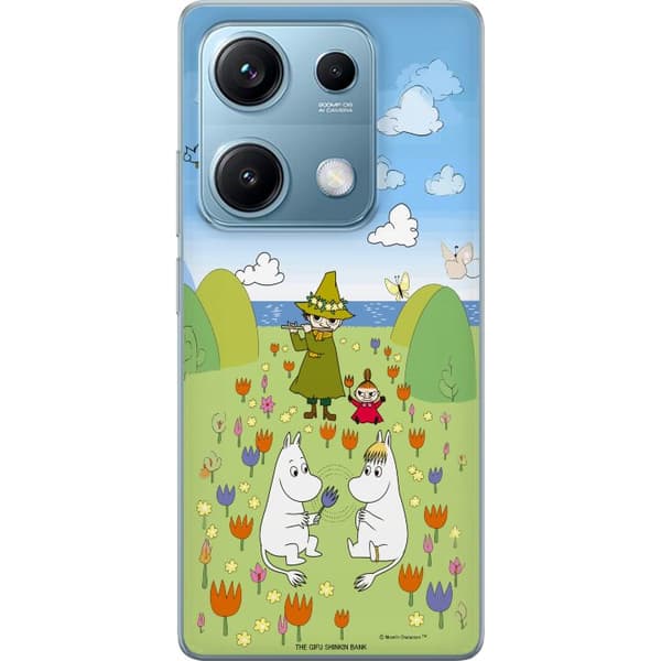 Kompatibelt Mobildeksel til Xiaomi Redmi Note 14S Mumin i blomsteräng grønn