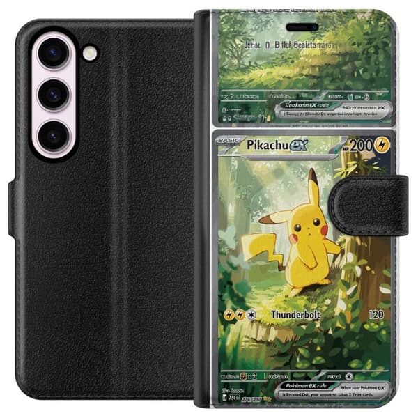 Kompatibel Tegnebogsetui til Samsung Galaxy S23 Pikachu grøn