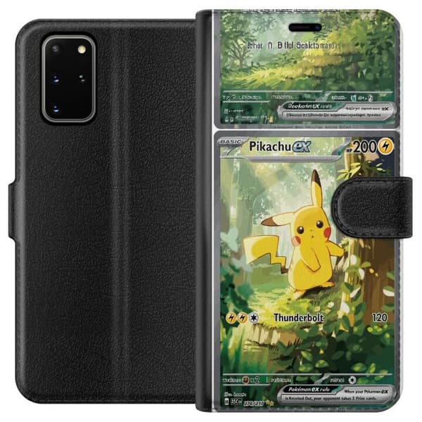 Kompatibel Tegnebogsetui til Samsung Galaxy S20+ Pikachu grøn