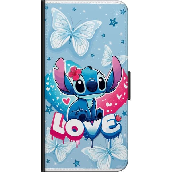 Kompatibel Tegnebogsetui til Xiaomi Redmi Note 9 Pro Sød blå tegneseriefigur med lyserødt hjerte, sommerfugle og farverig Love-tekst blå