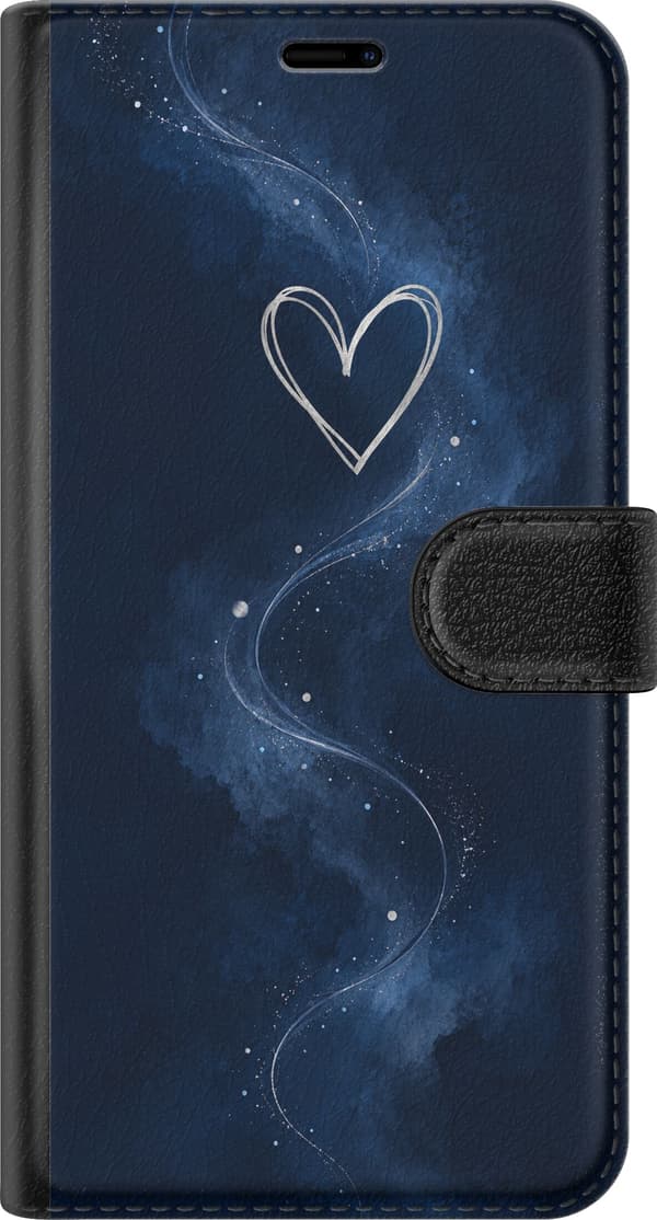 Kompatibelt Lommeboketui til Samsung Galaxy S25 Nattehjerte blå