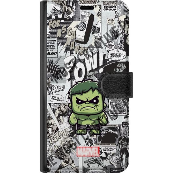 Kompatibel Tegnebogsetui til Apple iPhone 12 Marvel Hulk chibi-design med tegneseriebaggrund, kraftfuldt superheltemotiv perfekt til fans af Marvel C