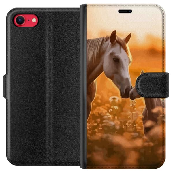 Kompatibel Tegnebogsetui til Apple iPhone 8 Heste