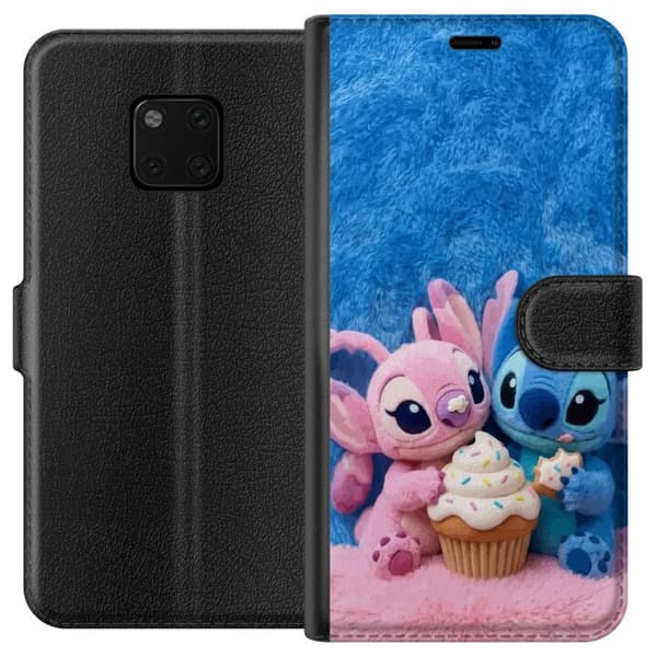 Kompatibel Tegnebogsetui til Huawei Mate 20 Pro Søde blå og lyserøde figurer med stor cupcake og krymmel pink