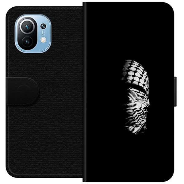 Xiaomi Mi 11 Tegnebogsetui Keffiyeh-mønster - klassisk sort-hvid palæstinensisk tørklæde med kulturel betydning