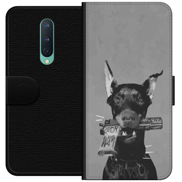 OnePlus 8 Lompakkokotelo Harmaa Koira Graafinen Suunnittelu Kovan Eläinaiheen Katutaide Urbaani Trendi Koiran Ystävä Tyyli Suosittu Aihe