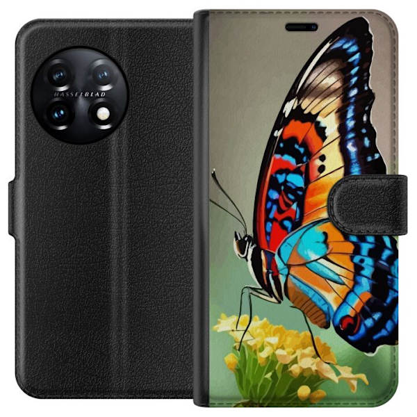 OnePlus 11R Plånboksfodral Fjäril Natur Sommar Motiv Vingar Färgstark Design Populär Dekor Grafiskt Exotiskt Tema