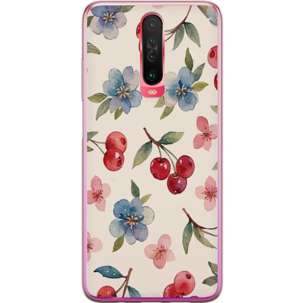 Xiaomi Redmi K30 Genomskinligt Skal Bär & Blommor – mönster med blå blommor och skogsbär