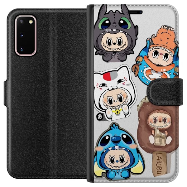 Samsung Galaxy S20 Tegnebogsetui Labubu figur samling - Pop Mart Labubu The Monsters i farverigt design