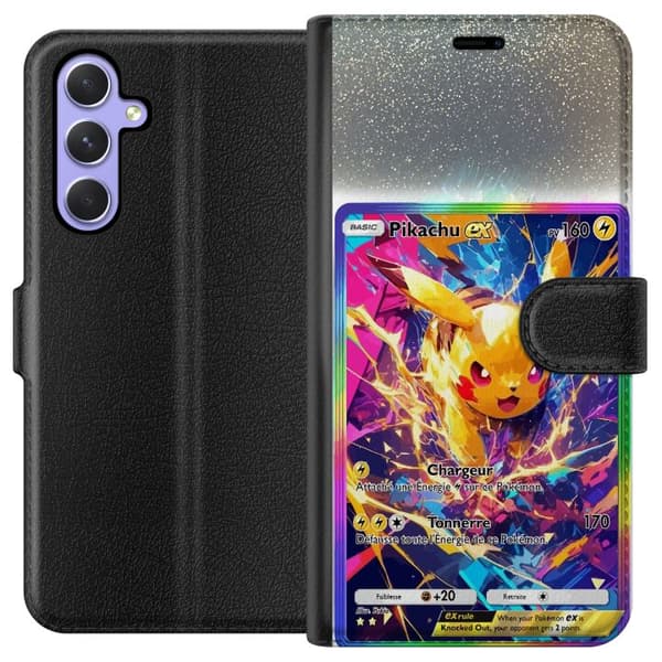 Kompatibel Tegnebogsetui til Samsung Galaxy A54 Pikachu gul