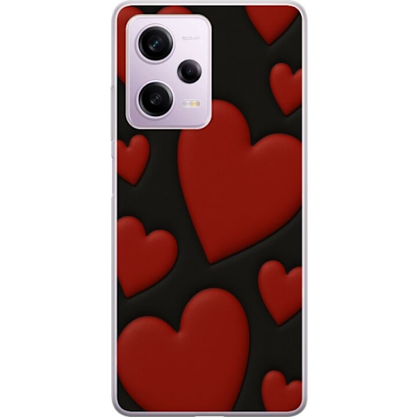 Xiaomi Redmi Note 12 Pro Läpinäkyvä kuori Punaiset Samettisydämet