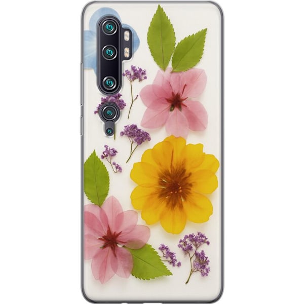 Xiaomi Mi Note 10 Pro Gennemsigtig cover Pressede blomster