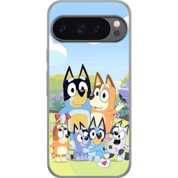 Google Pixel 9 Pro XL Genomskinligt Skal Bluey mobilskal med hela familjen i färgglad design