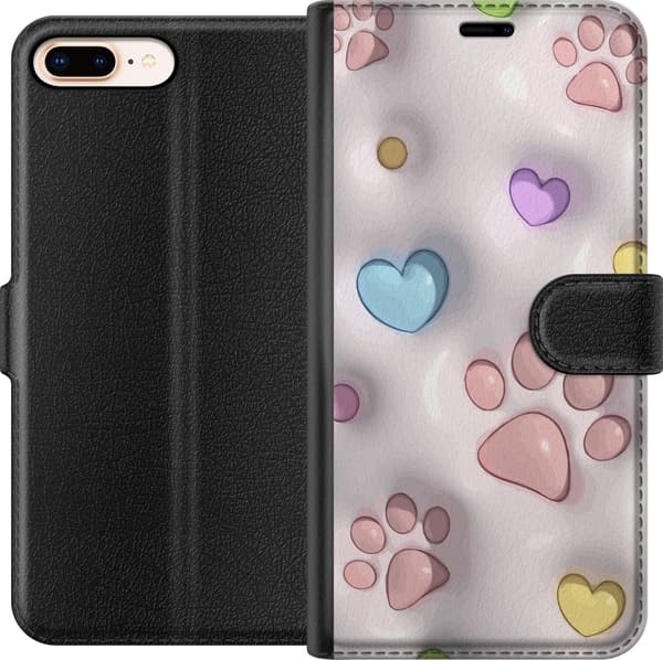 Kompatibelt Plånboksfodral till Apple iPhone 8 Plus Fluffiga Tassar