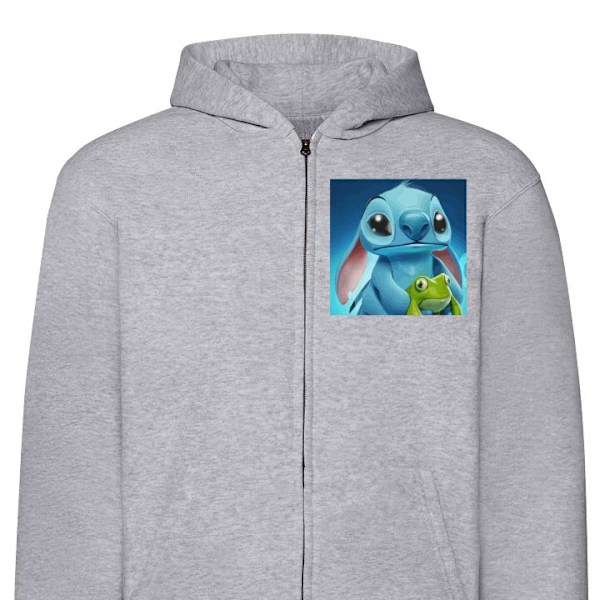 Zip-Hoodie | Huvtröja med Dragkedja för Vuxna Stitch och gro grå XXL