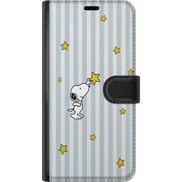 Kompatibelt Plånboksfodral till Apple iPhone 11 Pro Tecknad vit hund som sträcker sig efter gula stjärnor mot blåvit randig bakgrund blå