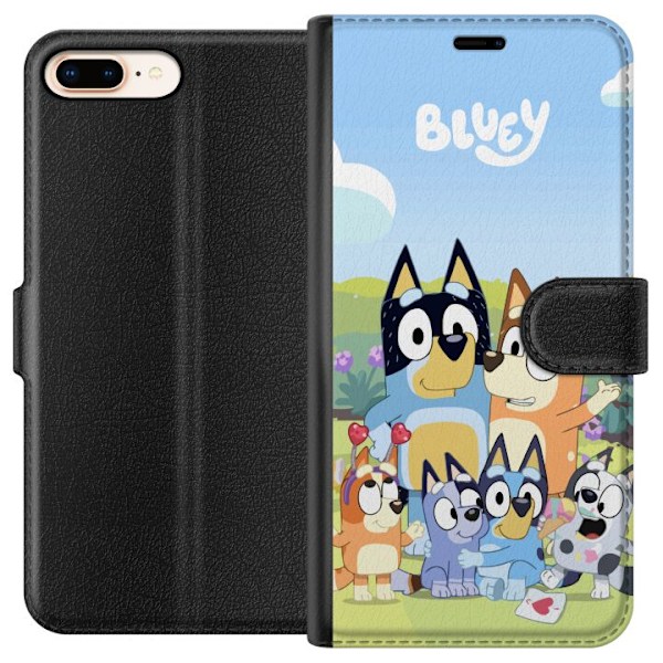 Apple iPhone 8 Plus Plånboksfodral Bluey mobilskal med hela familjen i färgglad design